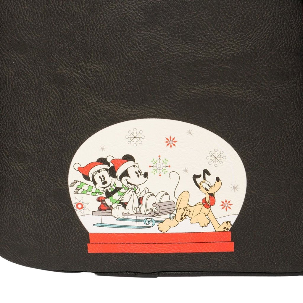 Loungefly Disney Holiday Mickey and Minnie Mouse Mini Backpack - Entertainment Earth Ex - Loungefly mini backpack backside close up