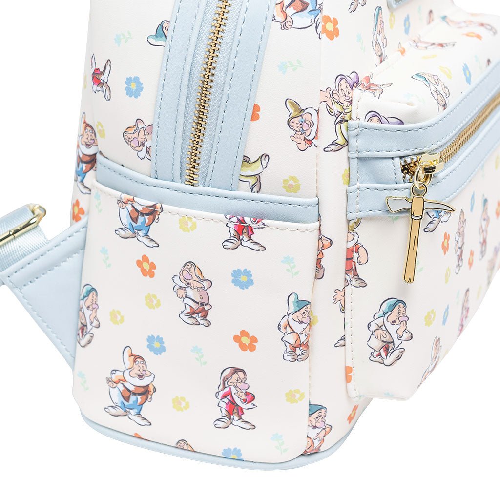 707 Street Exclusive - Loungefly Disney Snow White and the Seven Dwarfs Blue Mini Backpack - Side Close Up