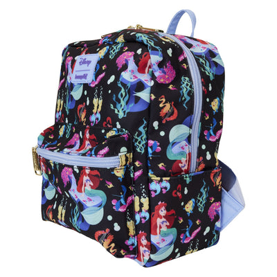Loungefly Disney The Little Mermaid 35th Anniversary Life is the Bubbles Allover Print Nylon Mini Backpack - Side View