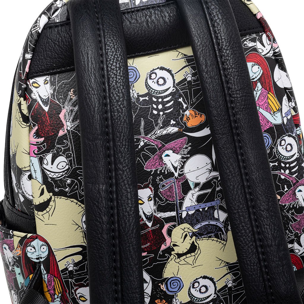 707 Street Exclusive - Loungefly Disney The Nightmare Before Christmas Allover Print Mini Backpack - Back Straps