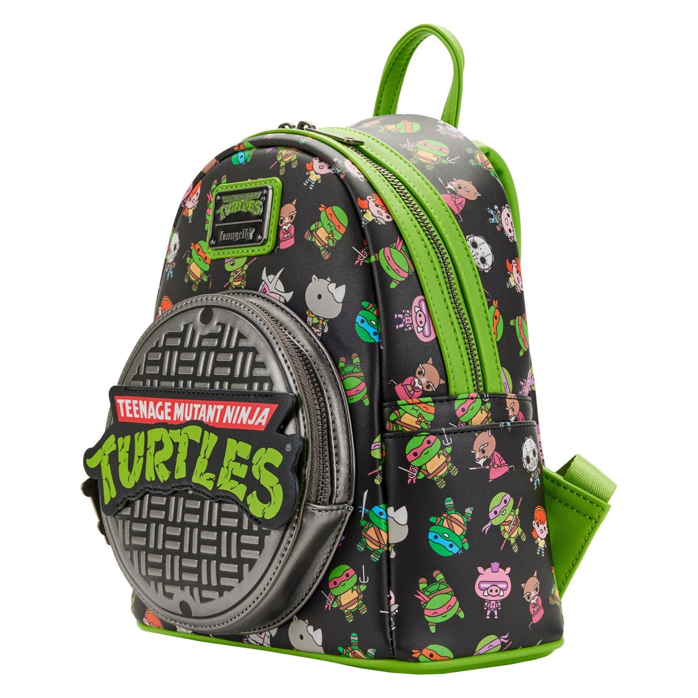 Loungefly Teenage Mutant Ninja Turtles Sewer Cap All Over Print Mini Backpack - Side View