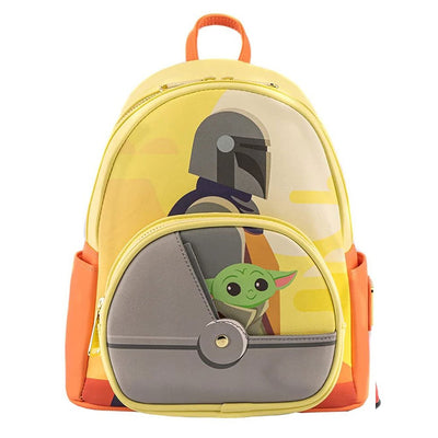 NYCC Ex - Loungefly Star Wars The Mandalorian Grogu in Cradle Mini Backpack - Front (Open Applique)