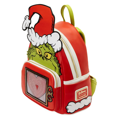 Loungefly Dr Seuss Grinch Lenticular Heart Mini Backpack - Top View