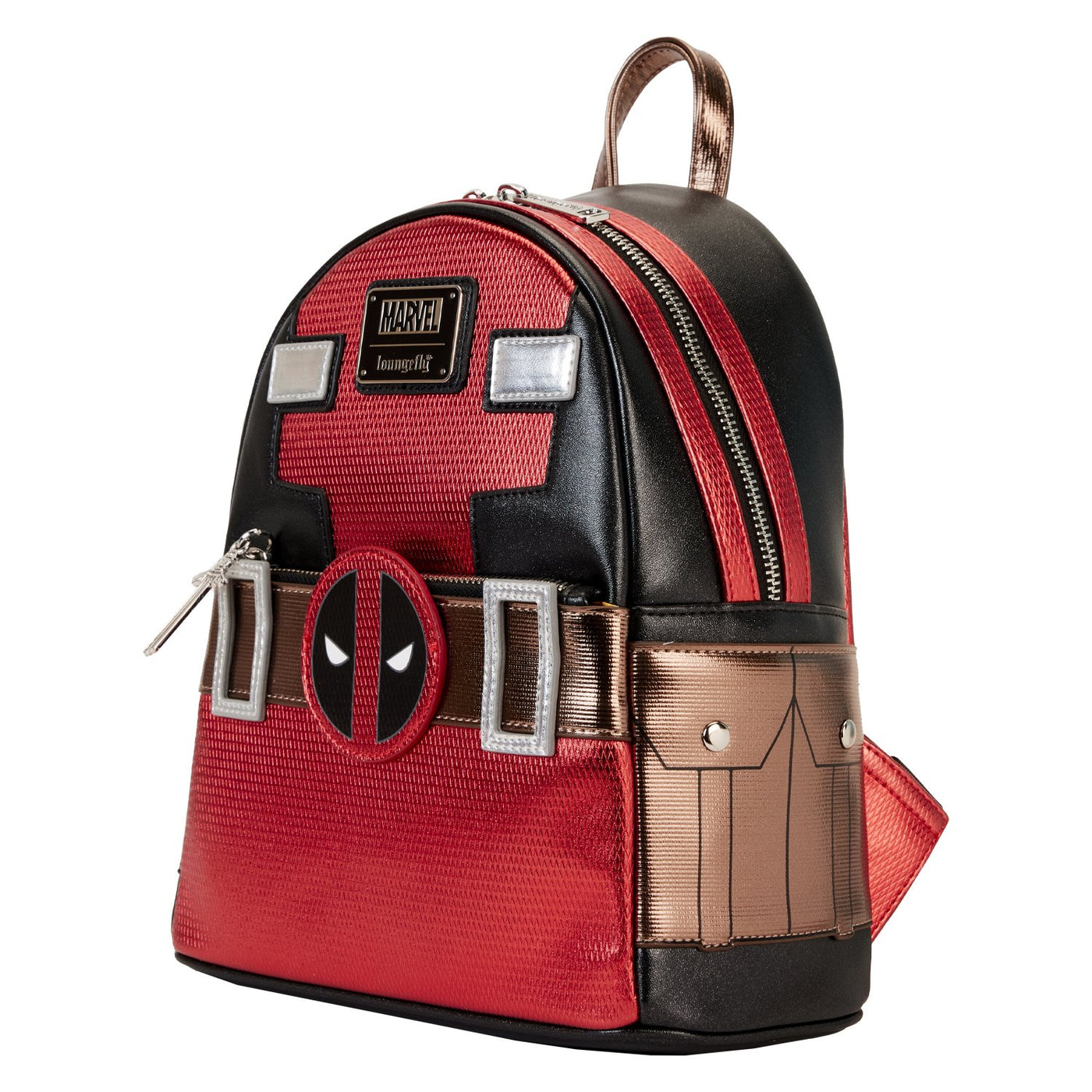 Loungefly Marvel Deadpool Metallic Collection Cosplay Mini Backpack - Side view