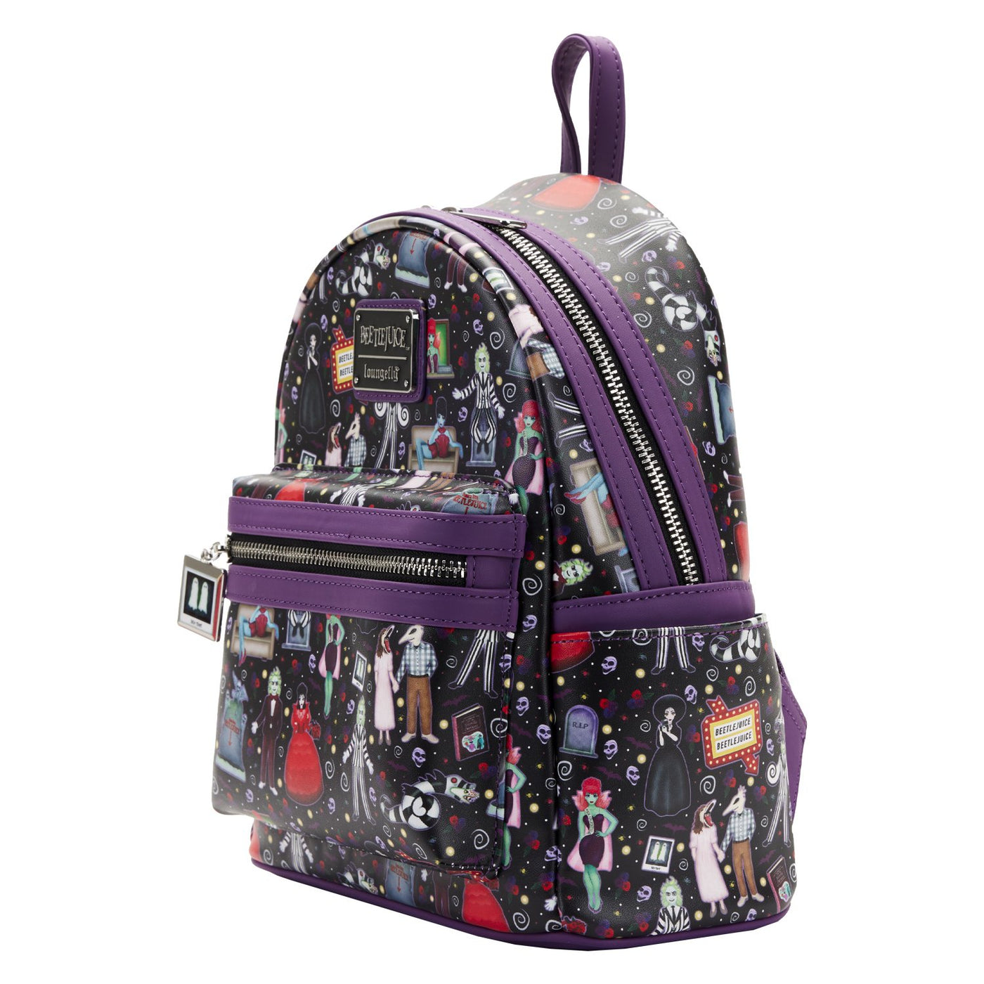 Loungefly Beetlejuice Icons Allover Print Mini Backpack - Side View