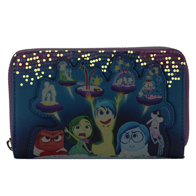Loungefly Disney Pixar Inside Out Control Panel Zip-Around Wallet - Front Glow in the Dark