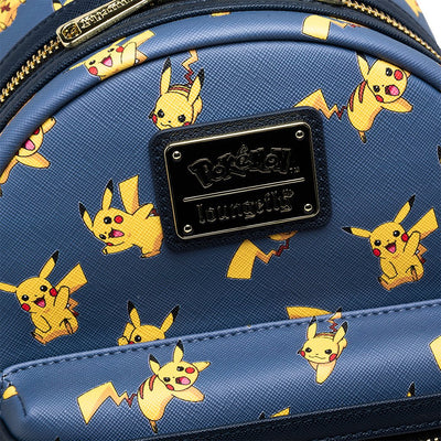 707 Street Exclusive - Loungefly Pokemon Pikachu Allover Print Mini Backpack - Front Closeup View