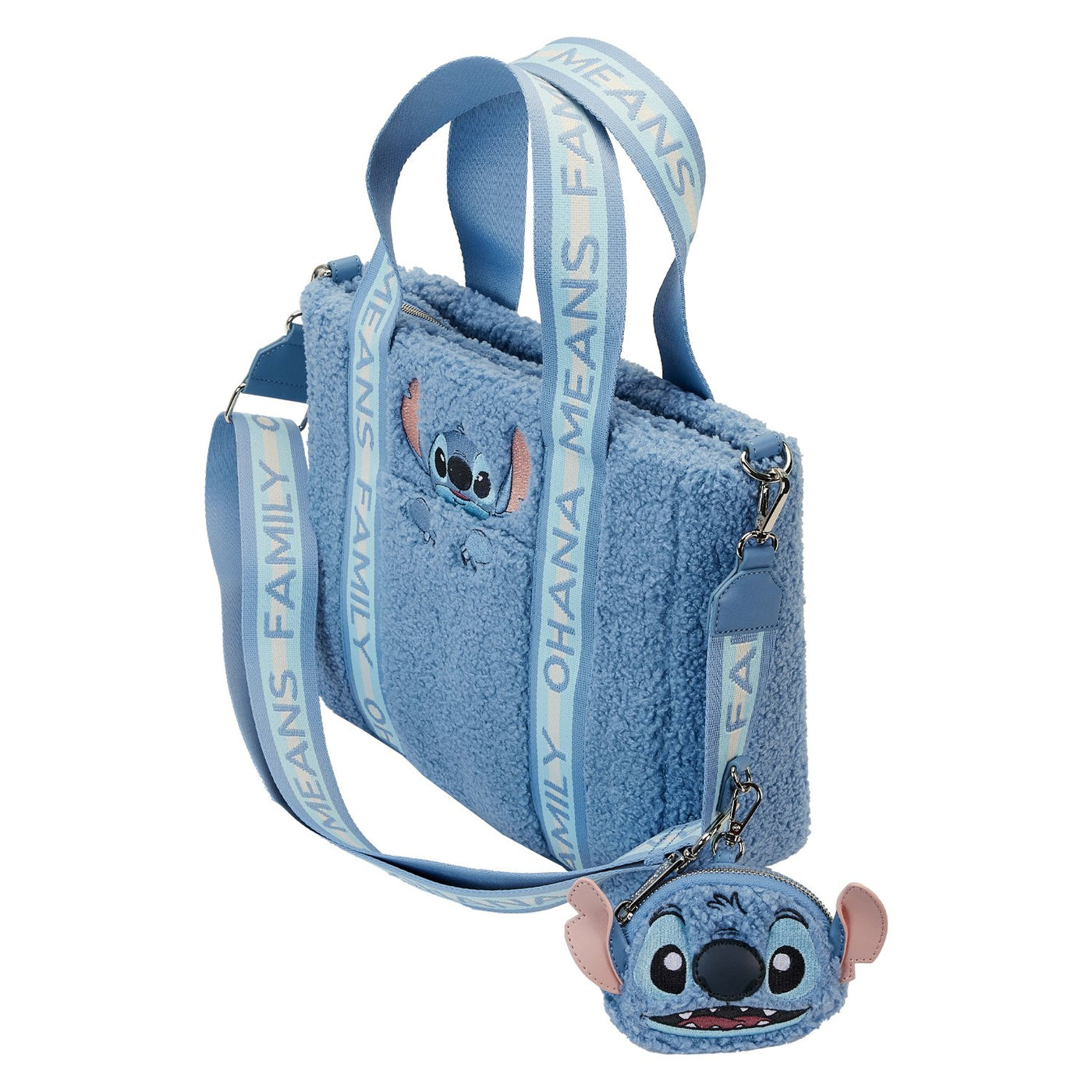 Loungefly Disney Stitch Plush Tote Bag with Coin Bag - Top View