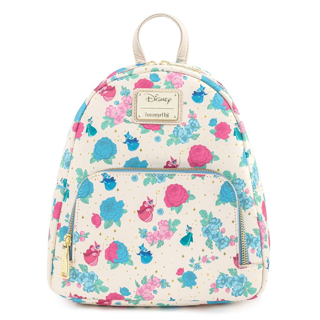 Disney Sleeping Beauty Floral Fairy Godmother Allover Print Mini Backpack - Front