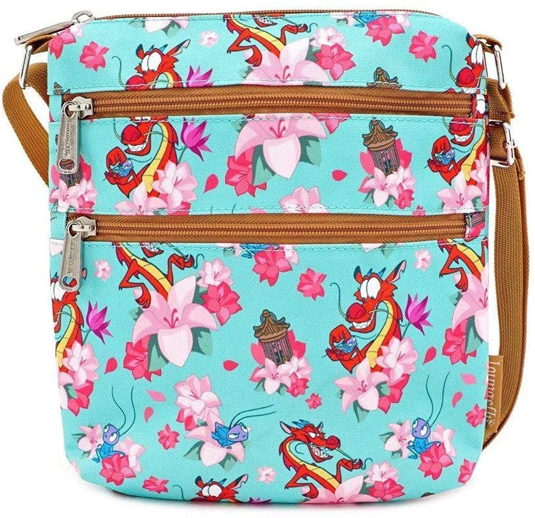 Disney Mulan Mushu &amp; Cricket Allover Print Nylon Passport Bag