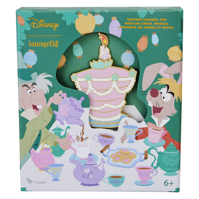 Loungefly Disney Alice in Wonderland Unbirthday Cake Sliding 3" Collector Box Pin - Packaging Front
