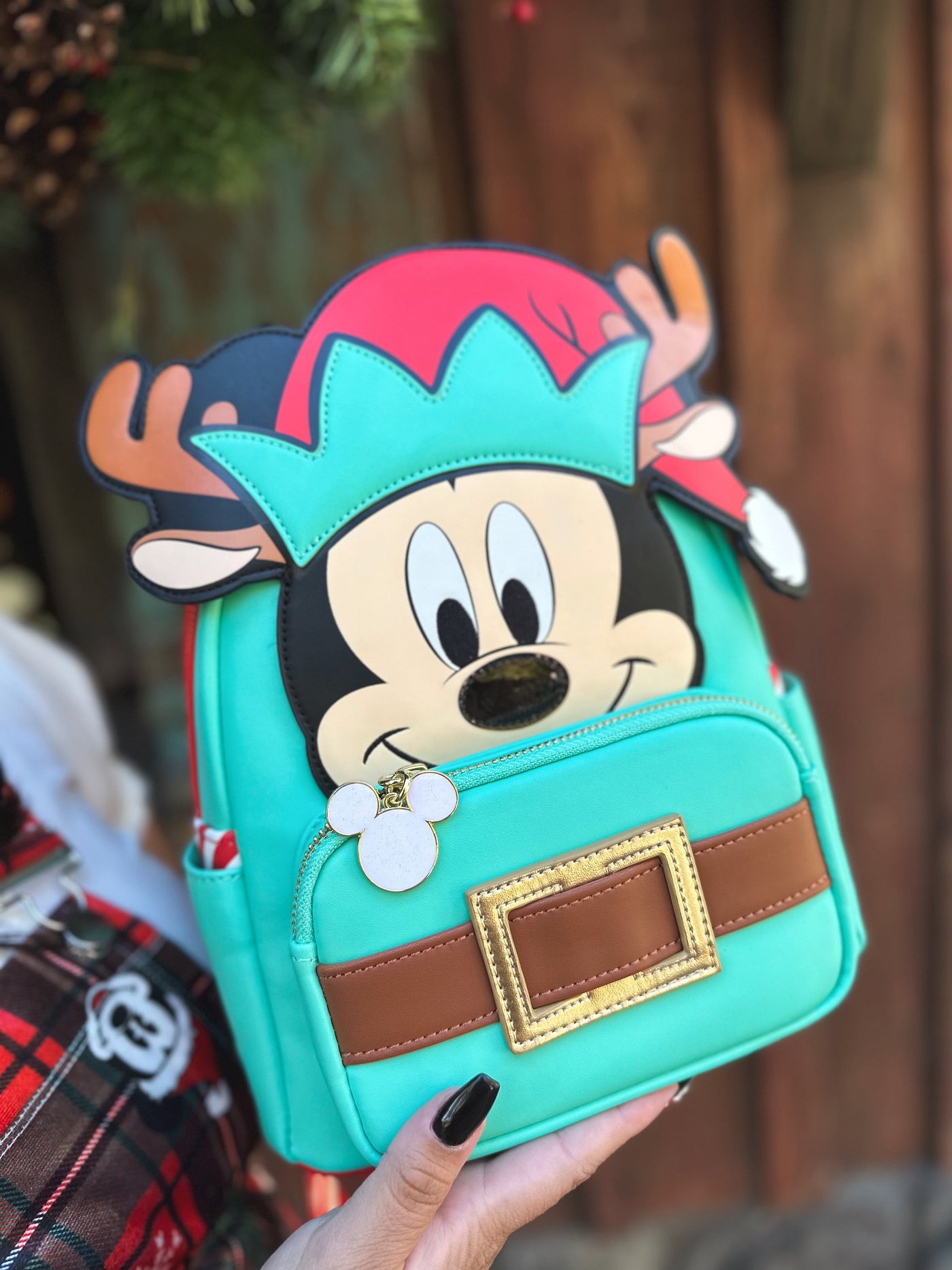 707 Street Exclusive - Loungefly Disney Light Up Mickey Mouse Reindeer Cosplay Mini Backpack - Loungefly mini backpack lifestyle image 01