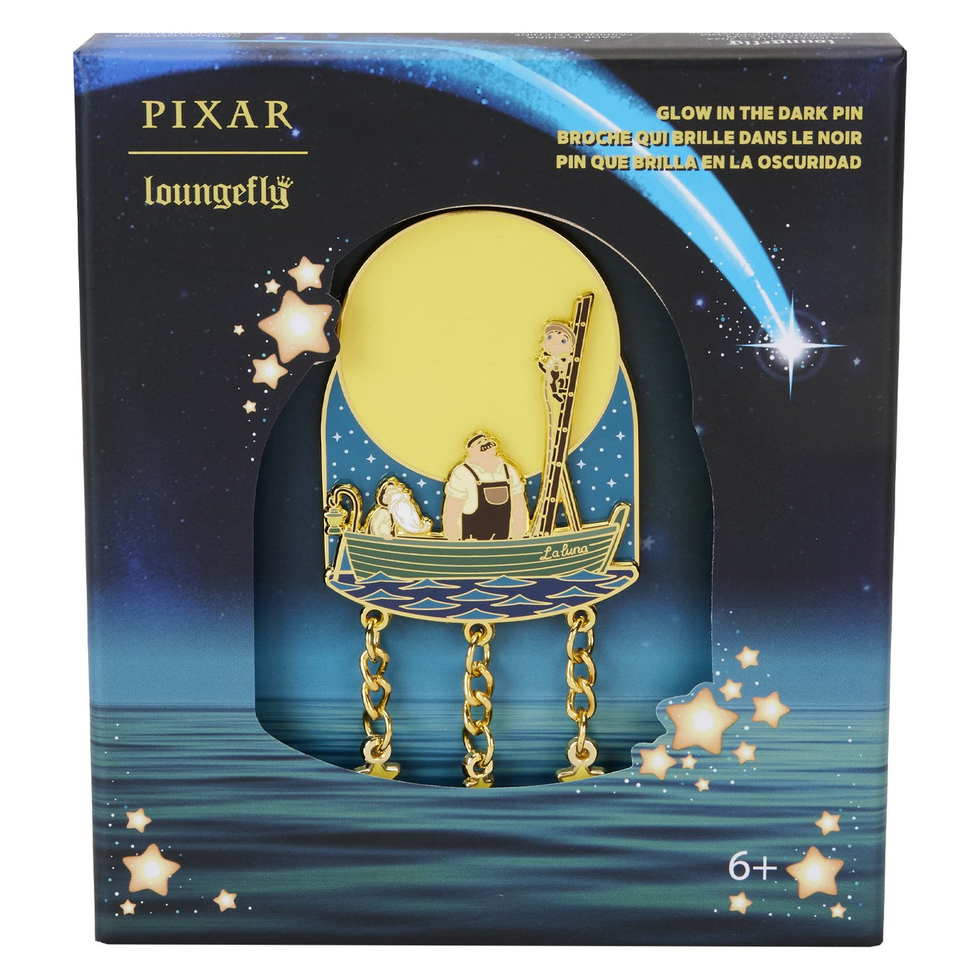 Loungefly Pixar La Luna Glow in the Dark 3" Collector Box Pin - Packaging Front