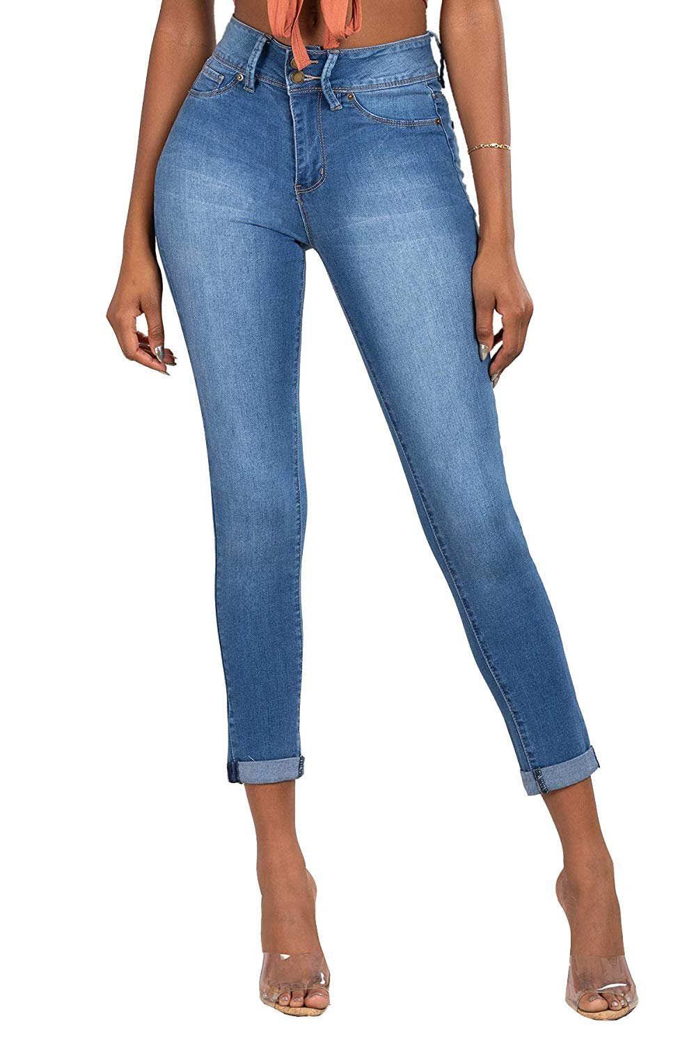 Junior Super Soft 2-Button Mid-Rise Rolled Cuff Ankle Jean