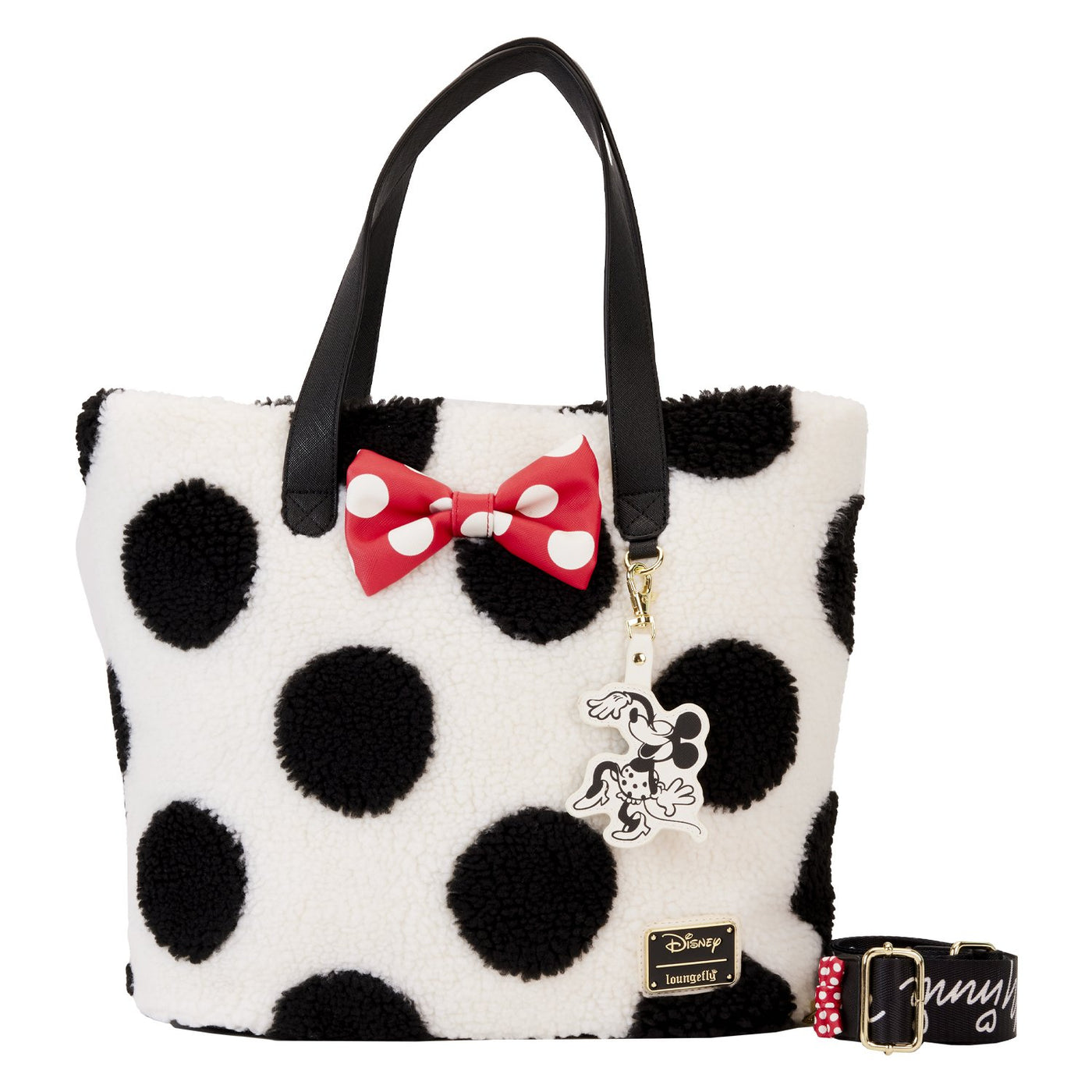 Loungefly Disney Minnie Rocks the Dots Sherpa Tote - Front