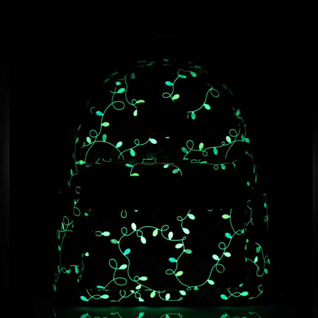 707 Street Exclusive - Loungefly Disney Glow in the Dark Santa Mickey and Friends Christmas Lights Mini Backpack - Glow in the Dark