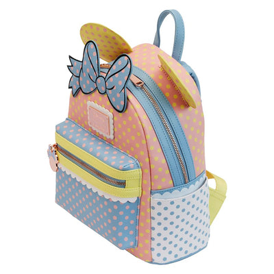 Loungefly Disney Minnie Pastel Color Block Dots Mini Backpack - Loungefly mini backpack side view