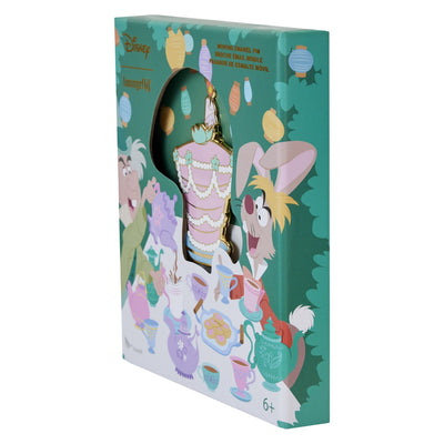 Loungefly Disney Alice in Wonderland Unbirthday Cake Sliding 3" Collector Box Pin - Side View