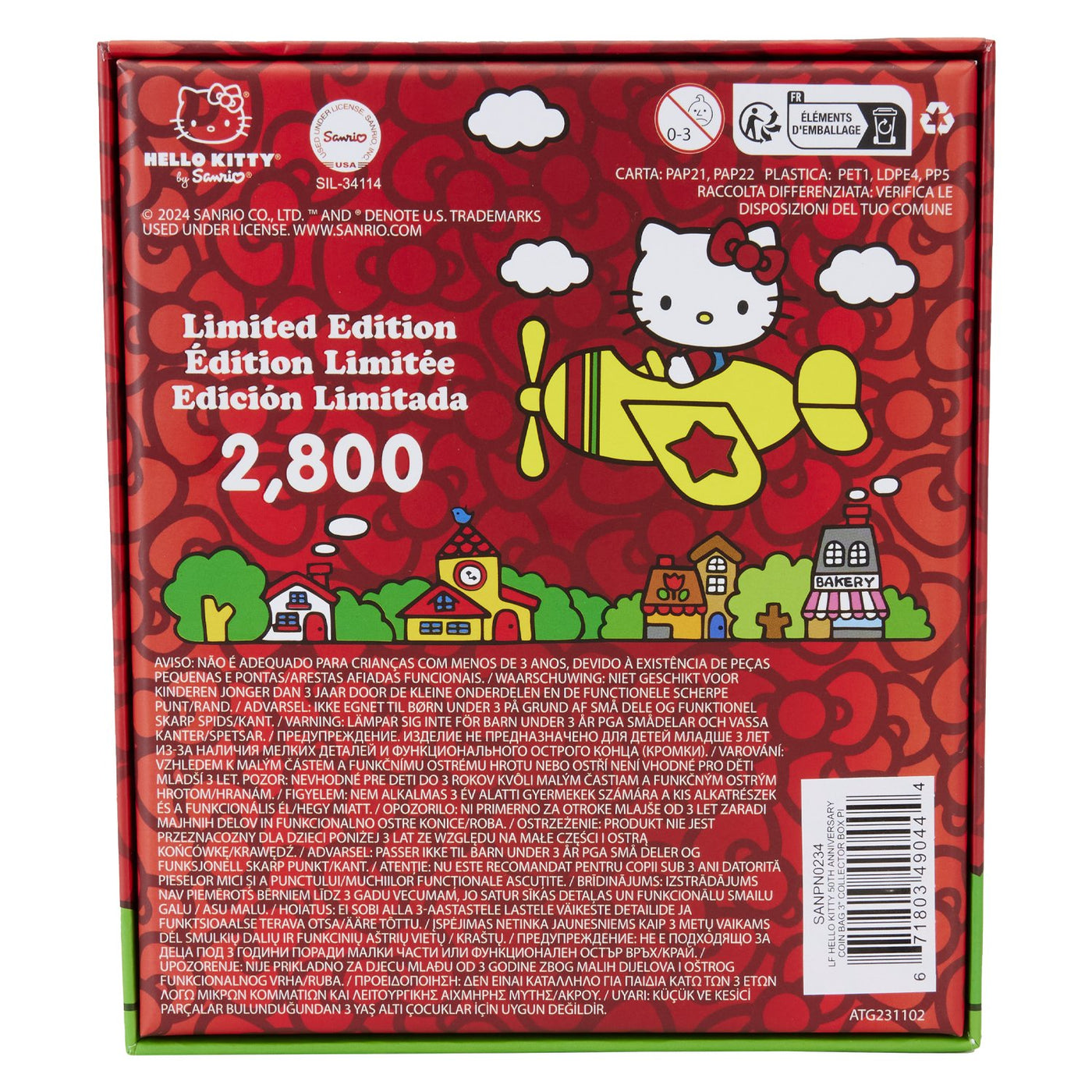 Loungefly Sanrio Hello Kitty 50th Anniversary Coin Bag 3" Collector Box Pin - Packaging Back