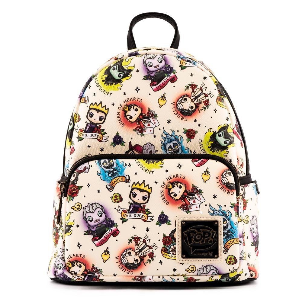 POP! by Loungefly Disney Villains Tattoo Allover Print Mini Backpack - Front