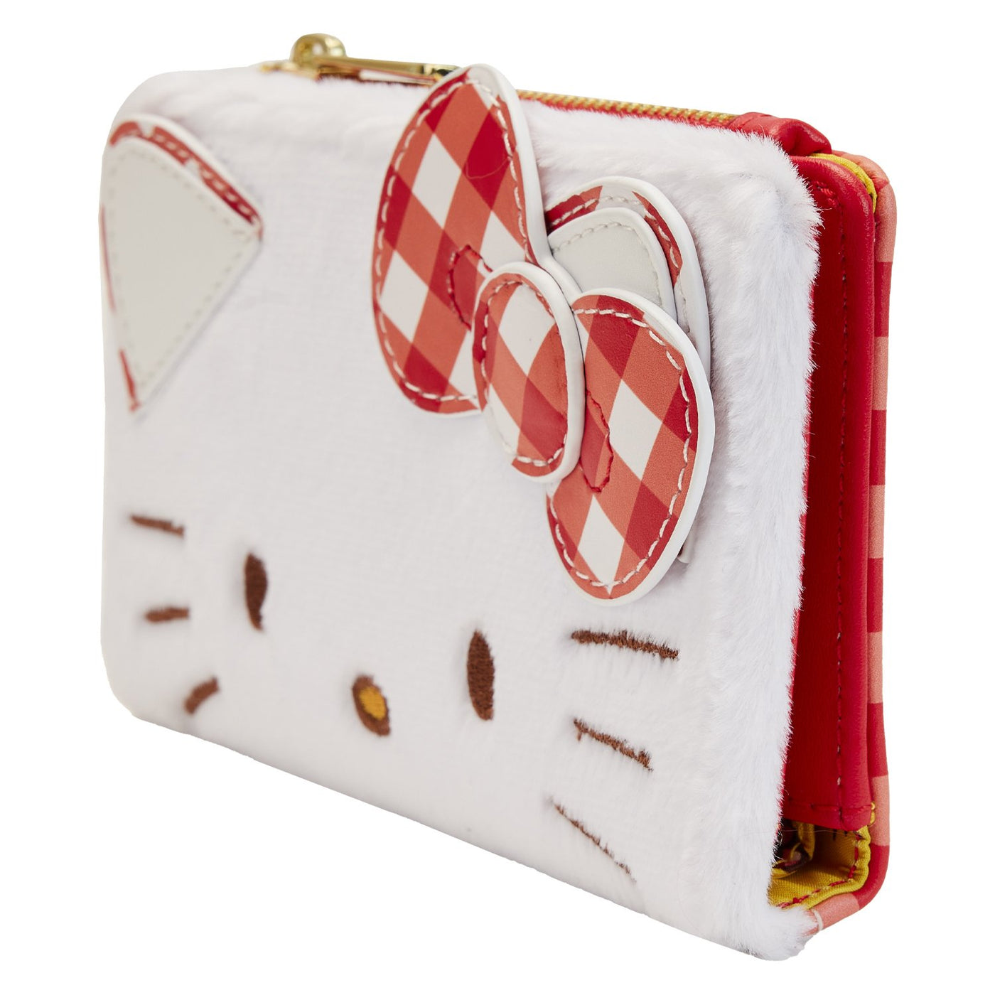671803447318 - Loungefly Sanrio Hello Kitty Gingham Cosplay Flap Wallet - Side View