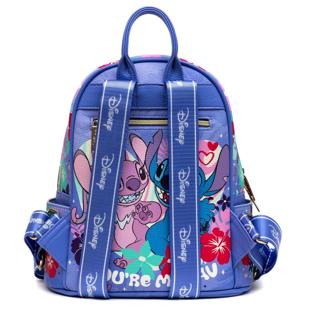 WondaPop Disney Lilo and Stitch Floral Angel and Stitch Mini Backpack - Back with Straps