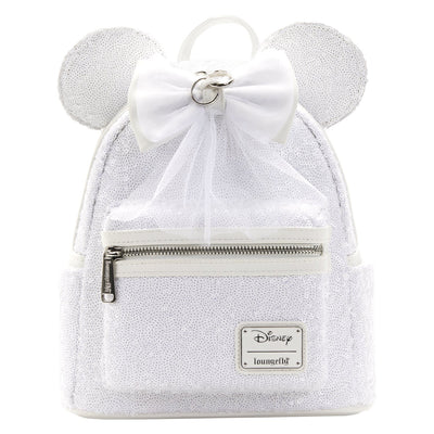 Loungefly Disney Minnie Sequin Wedding Mini Backpack - Interchangeable Bow