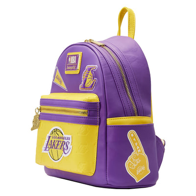 671803451629 - Loungefly NBA Los Angeles Lakers Patch Icons Mini Backpack - Side View