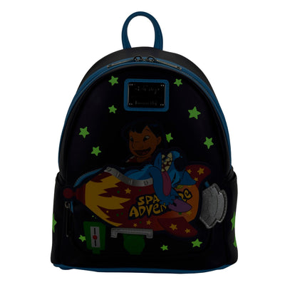Loungefly Disney Lilo and Stitch Space Adventure Mini Backpack - Front Glow in the Dark