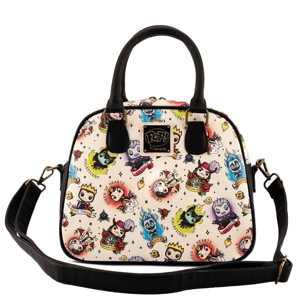 POP! by Loungefly Disney Villains Tattoo Allover Print Crossbody - Front