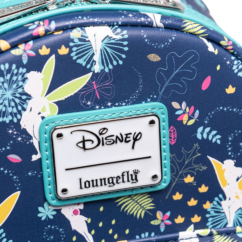 707 Street Exclusive - Loungefly Disney Tinkerbell Glow in the Dark Allover Print Mini Backpack w/ Teal Straps - Bacl
