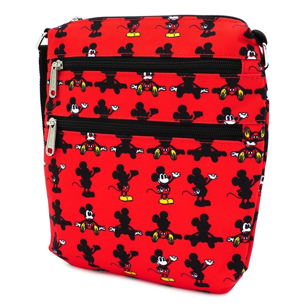 LOUNGEFLY X DISNEY MICKEY MOUSE PARTS AOP NYLON PASSPORT BAG - SIDE