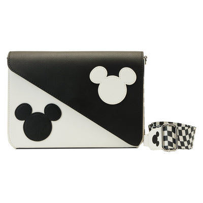 671803455139 - Loungefly Disney Mickey Y2K Black and White Crossbody - Front