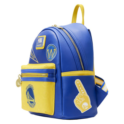 671803451810 - Loungefly NBA Golden State Warriors Patch Icons Mini Backpack - Side View