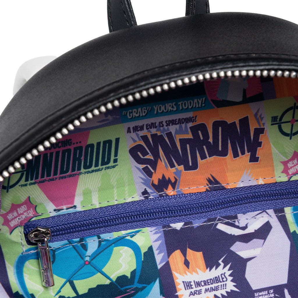 707 Street Exclusive - Loungefly Disney Pixar The Incredibles Villains Scene Syndrome Mini Backpack - Interior Lining