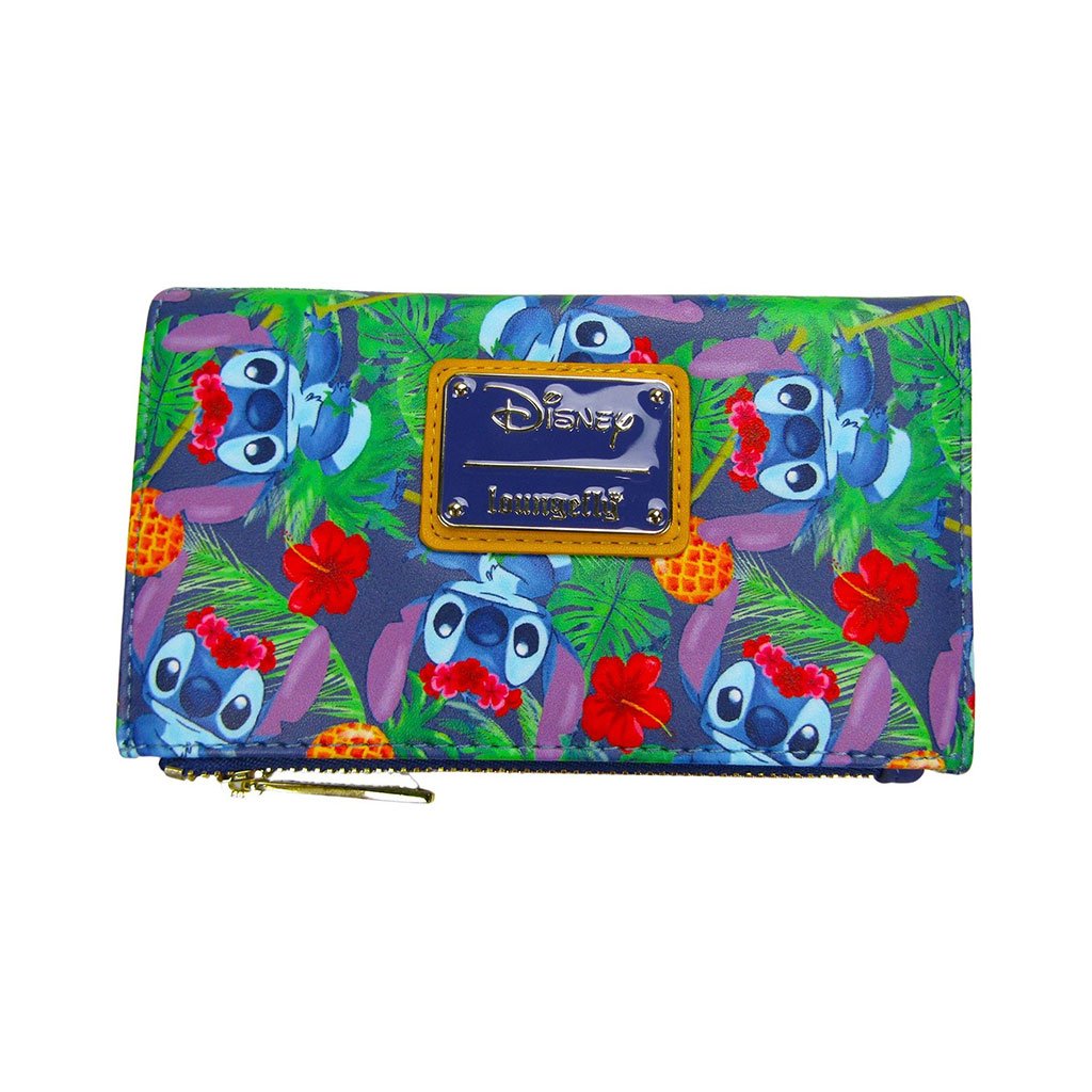 707 Street Exclusive - Loungefly Disney Lilo &amp; Stitch Tropical Leaves Allover Print Flap Wallet - Back