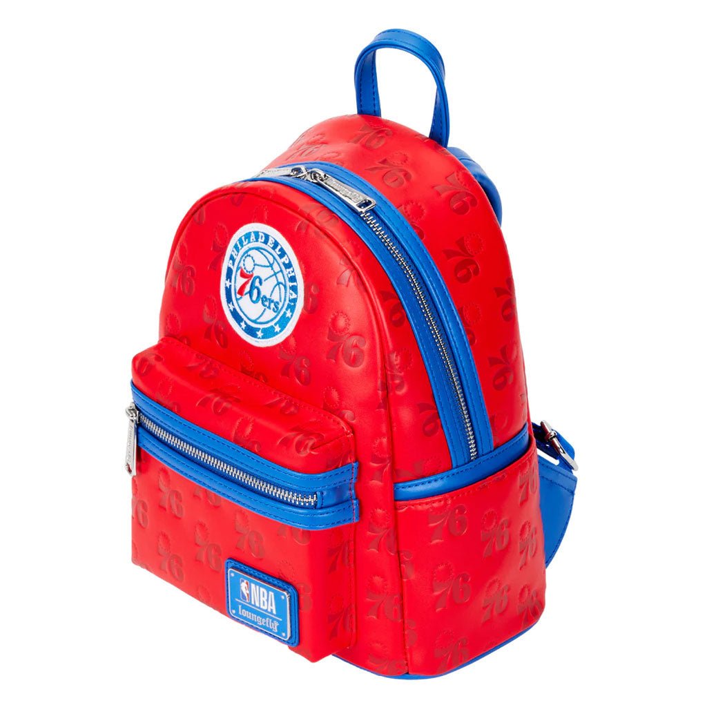 Loungefly NBA Philly 76ers Debossed Logo Mini Backpack  - Top View