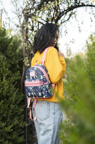 707 Street Exclusive - Loungefly Disney Tinkerbell Glow in the Dark Allover Print Mini Backpack w/ Pink Straps - IRL 02