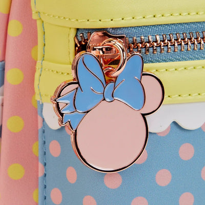 Loungefly Disney Minnie Pastel Color Block Dots Mini Backpack - Loungefly mini backpack zipper pull