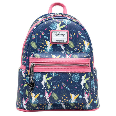 707 Street Exclusive - Loungefly Disney Tinkerbell Glow in the Dark Allover Print Mini Backpack w/ Pink Straps - Front