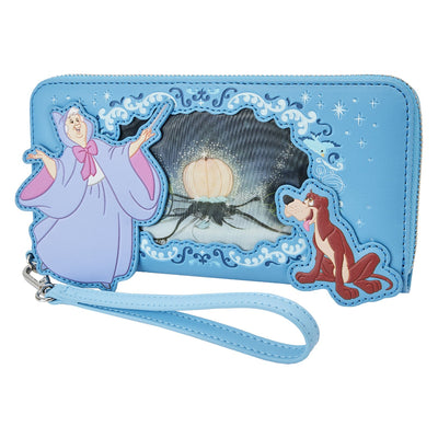 671803455481 - Loungefly Disney Cinderella Princess Lenticular Series Zip-Around Wristlet - Front