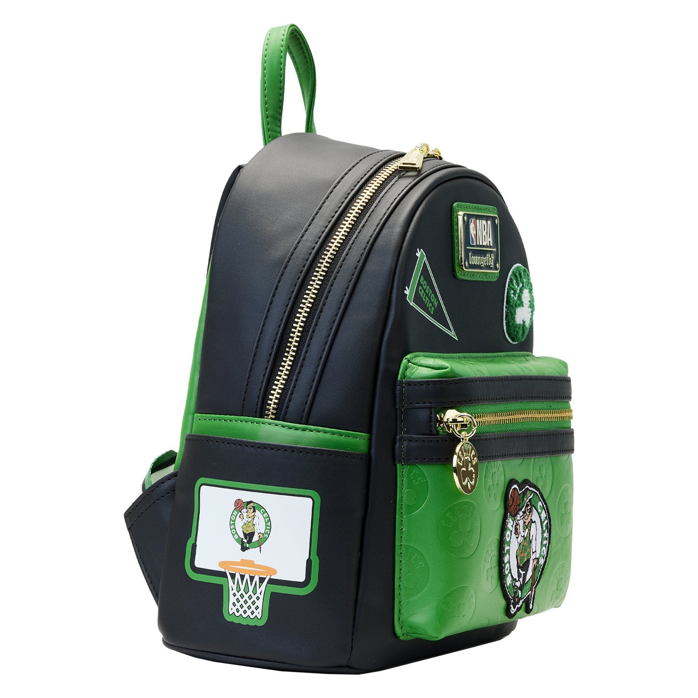 671803451674 - Loungefly NBA Boston Celtics Patch Icons Mini Backpack - Alternate Side View