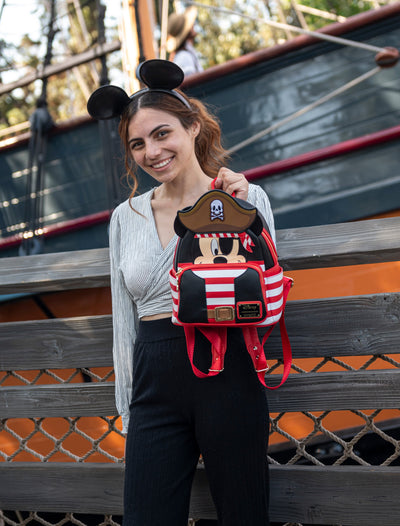 707 Street Exclusive - Loungefly Disney Pirate Mickey Mouse Cosplay Mini Backpack - Front With Model