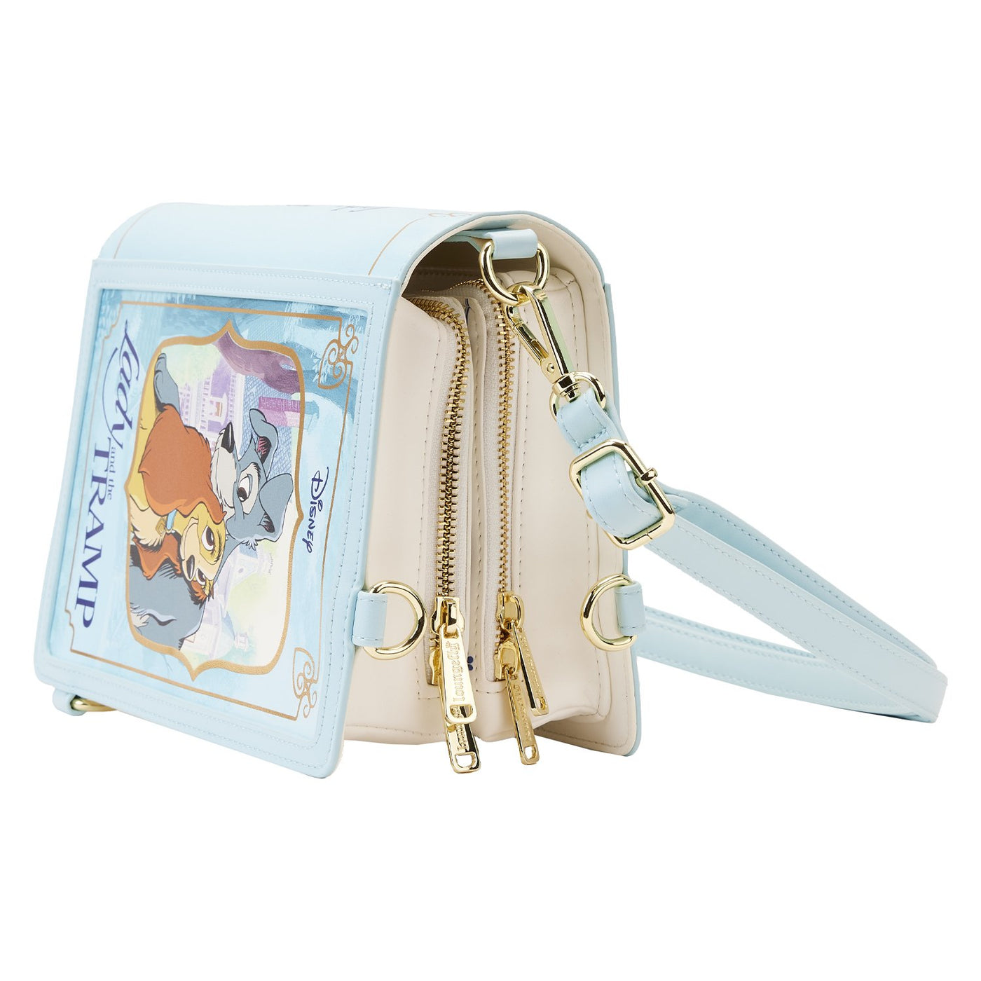 671803448377 - Loungefly Disney Lady and the Tramp Classic Book Convertible Crossbody - Top View