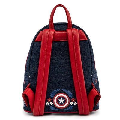 Loungefly Marvel Captain America 80th Anniversary Floral Shield Mini Backpack - Back