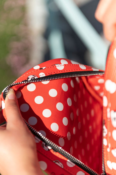 707 Street Exclusive - Loungefly Disney Minnie Mouse Polka Dot Red Mini Backpack - IRL Interior