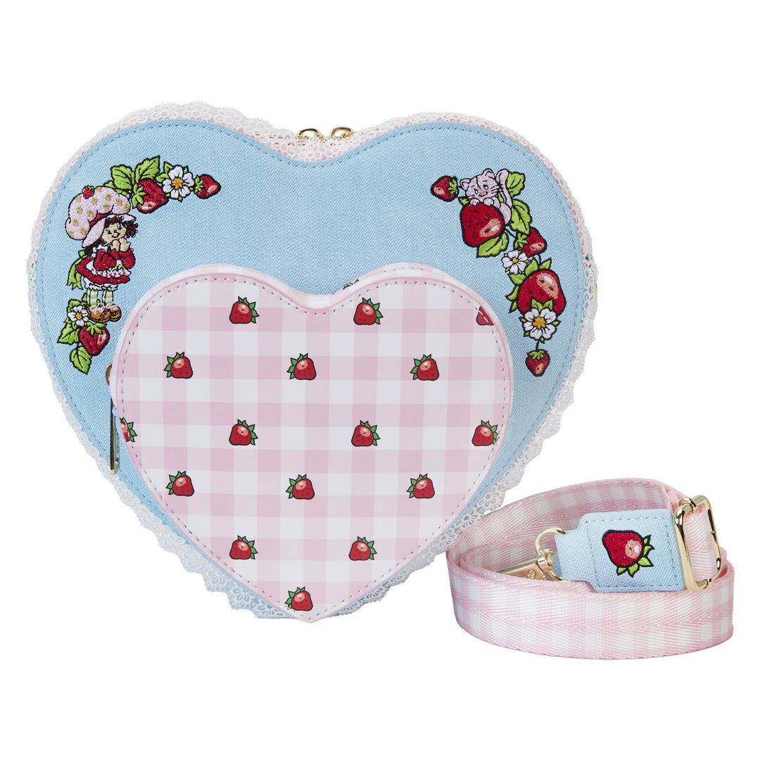 Loungefly Strawberry Shortcake Denim Heart Crossbody - Front