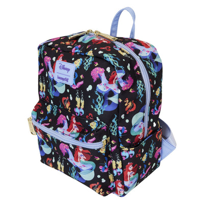 Loungefly Disney The Little Mermaid 35th Anniversary Life is the Bubbles Allover Print Nylon Mini Backpack - Top View