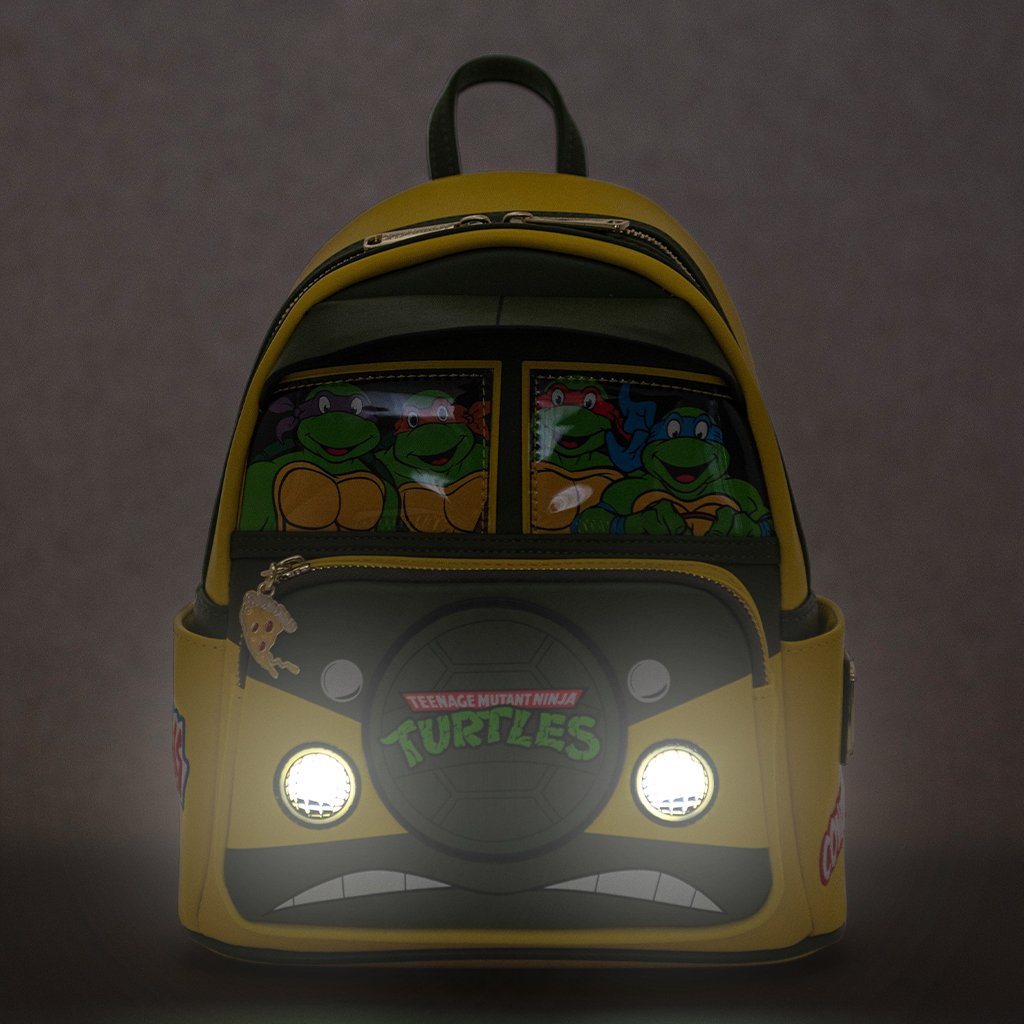 707 Street Exclusive - Loungefly Nickelodeon TMNT Light Up Turtle Party Wagon Mini Backpack - Front Light Up
