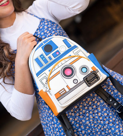 707 Street Exclusive - Loungefly Star Wars R2D2 and BB8 Light Up Cosplay Mini Backpack - Front IRL